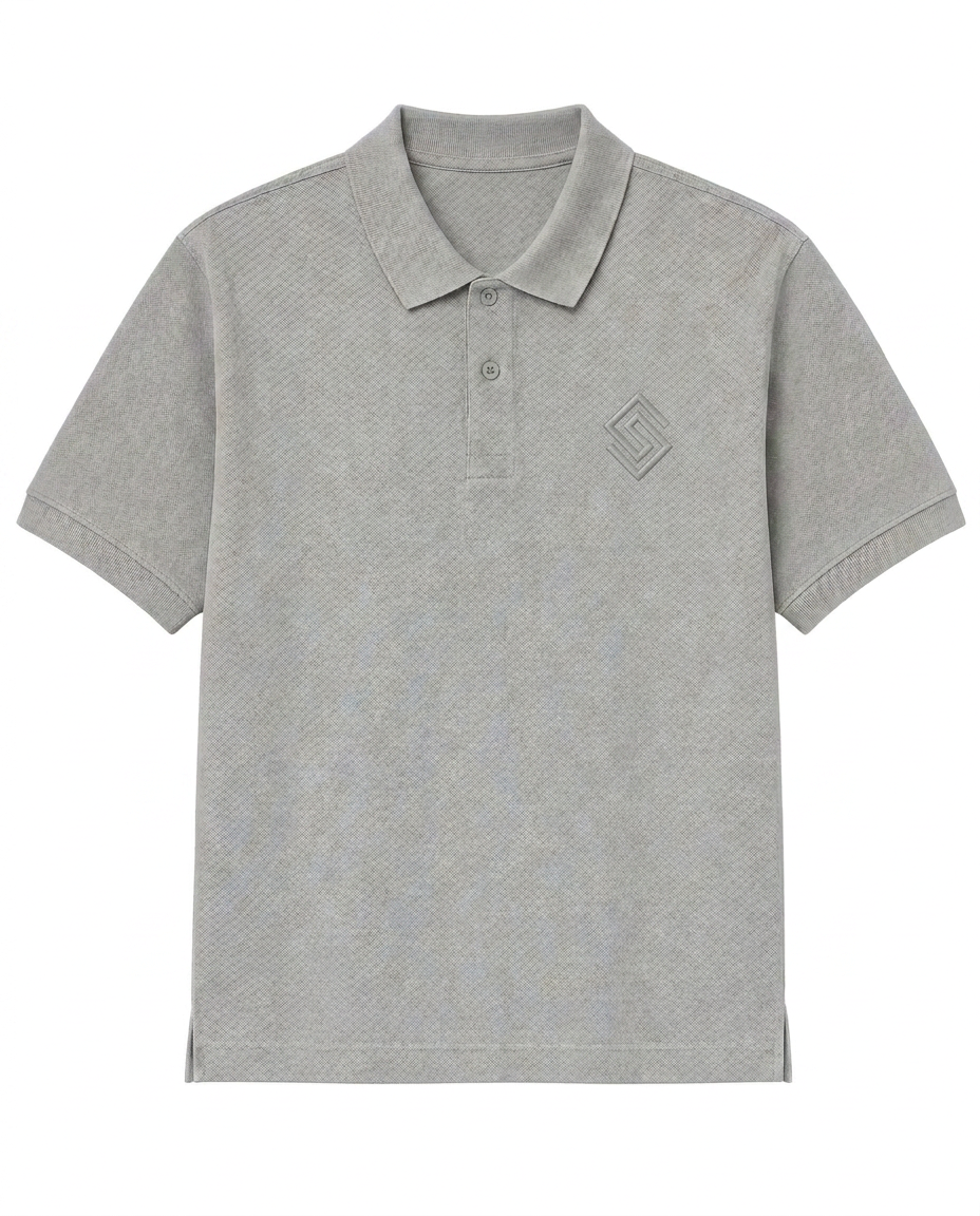 SSD-985 Tennis Polo Ash Grey — official continuous Susudio spiral monogram