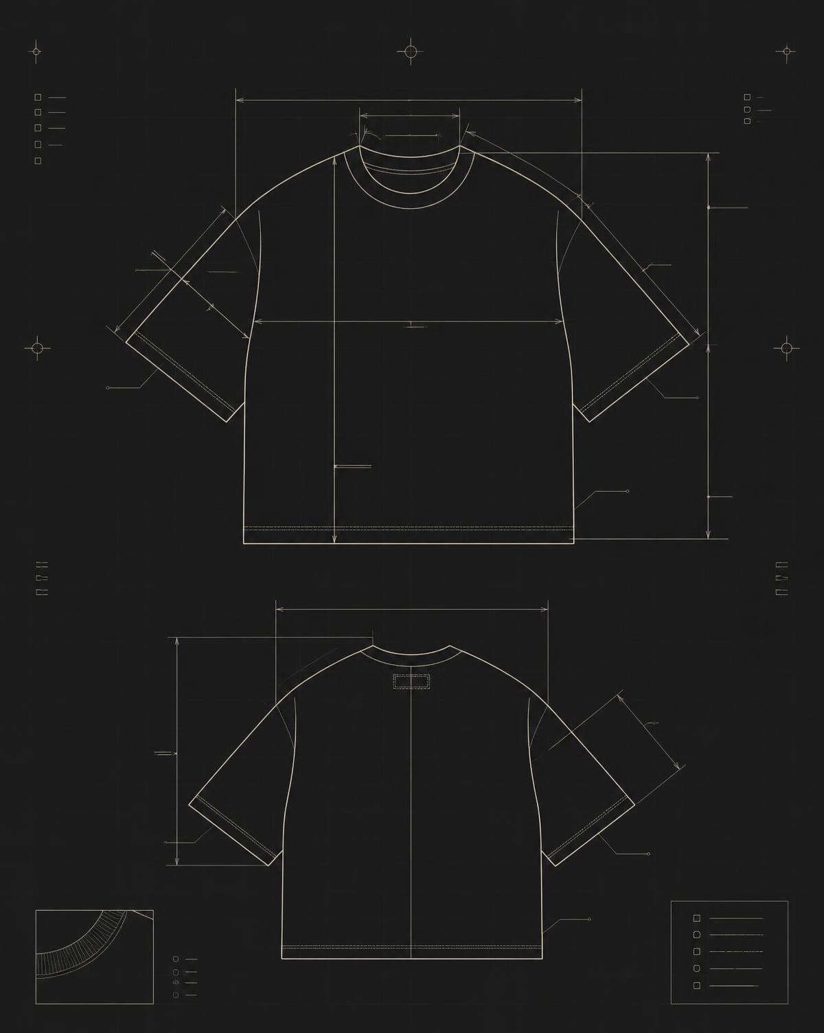 Technical silhouette study of an oversized boxy Susudio tee