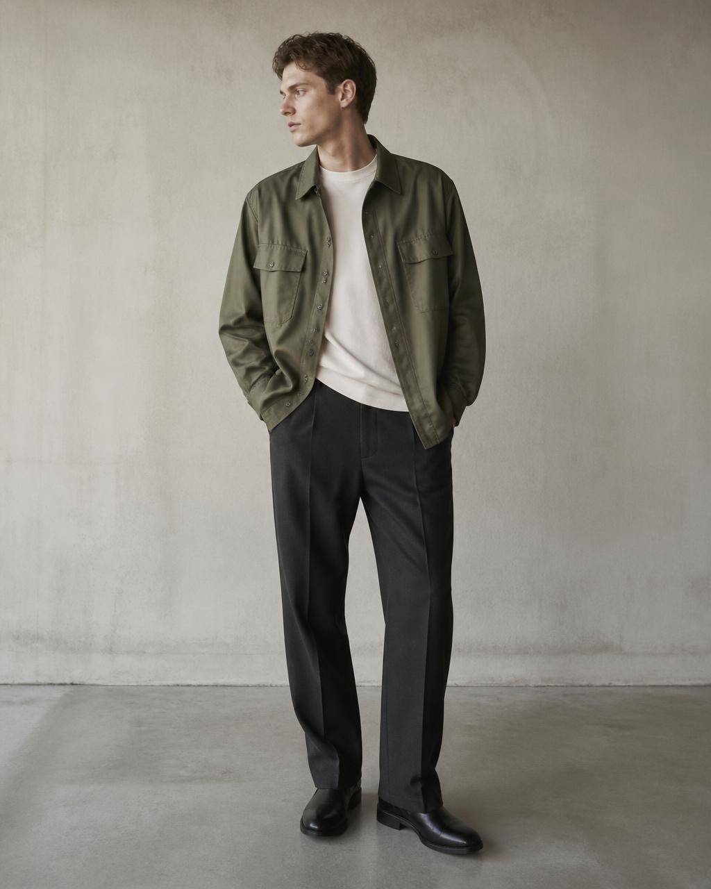 Model wearing the Susudio Utility Overshirt from the FW 26/27 collection