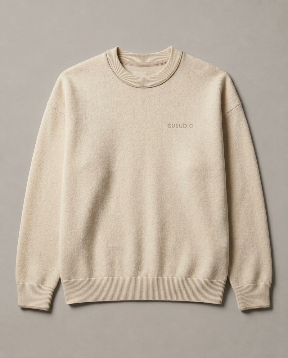 Boxy heavyweight crewneck as the base of the upper-body silhouette