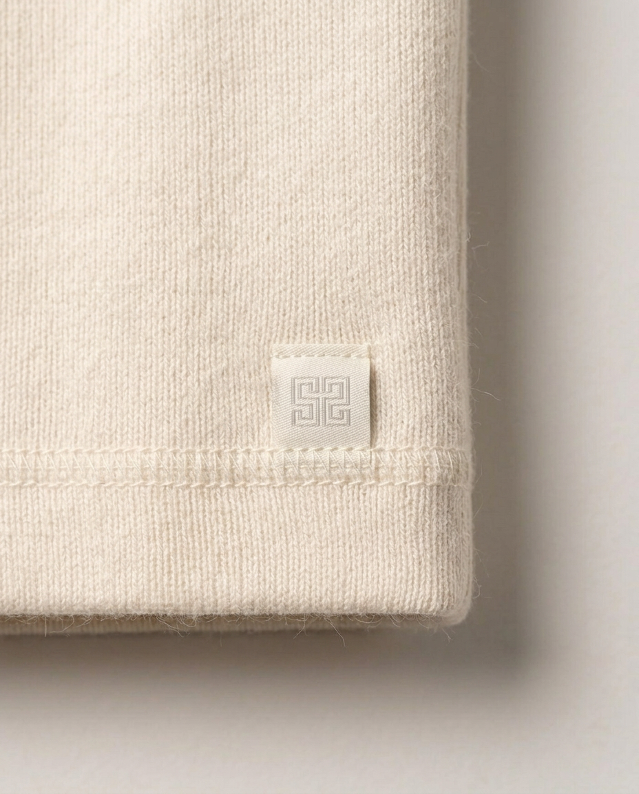 Detail of rib, seam and tonal label
