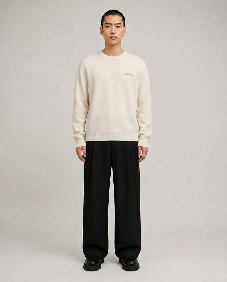 Front view of the silhouette with heavyweight crewneck