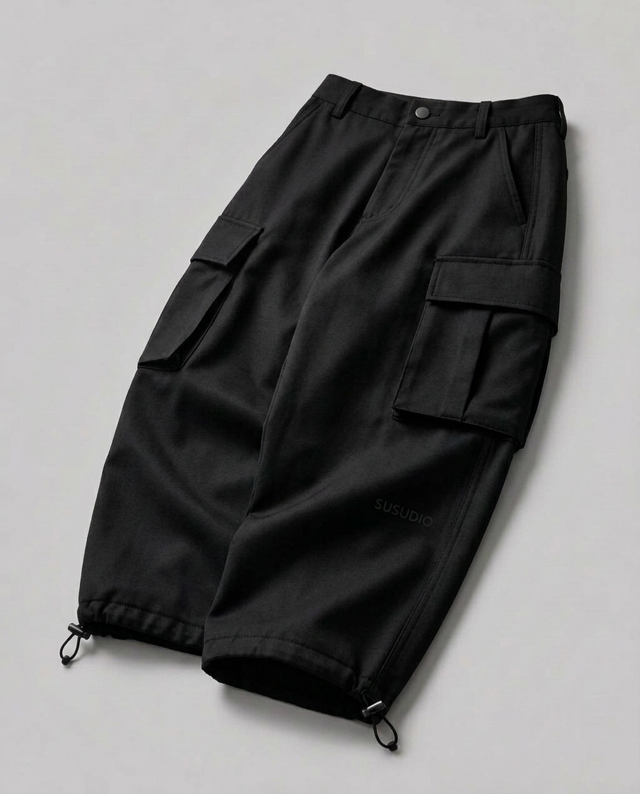 Straight cargo trousers with volume at the thigh