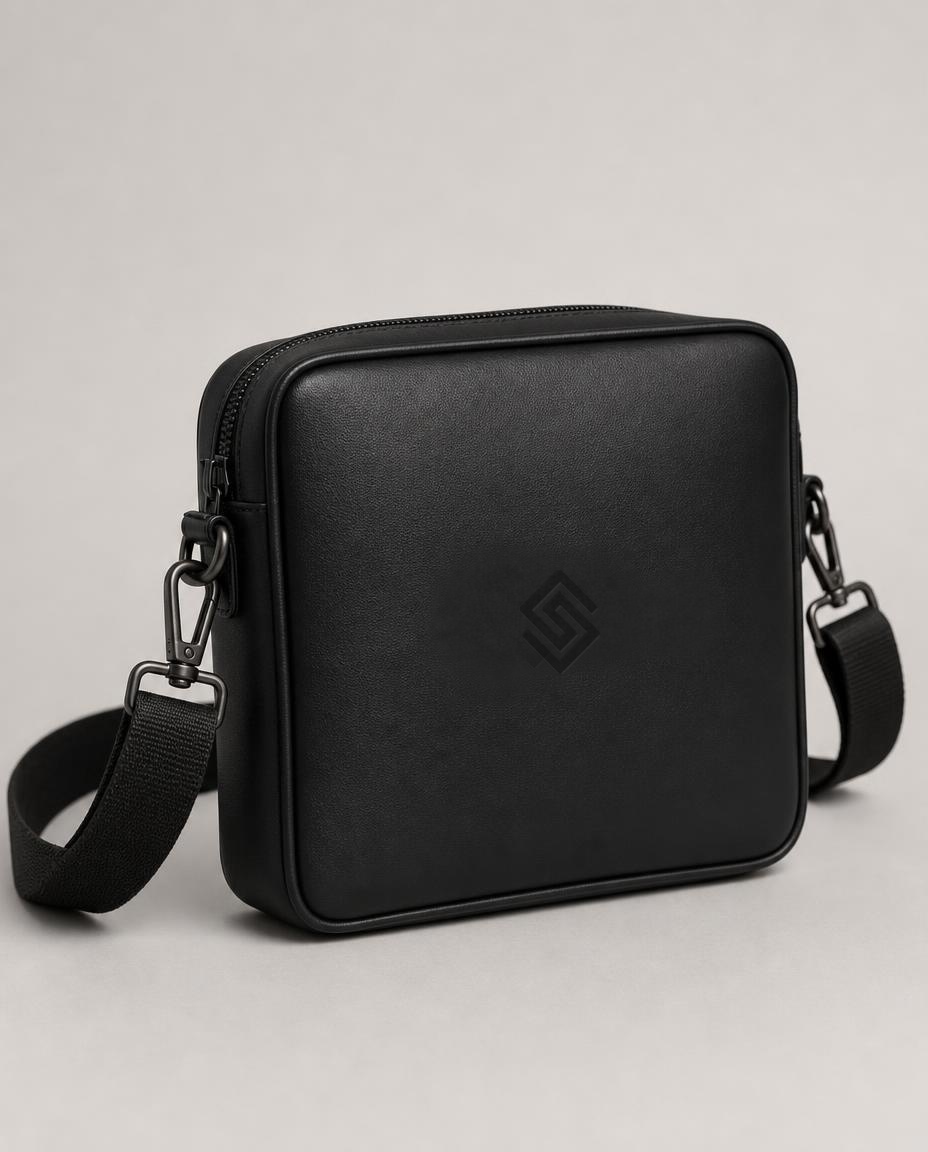 Canvas shoulder bag with matte hardware